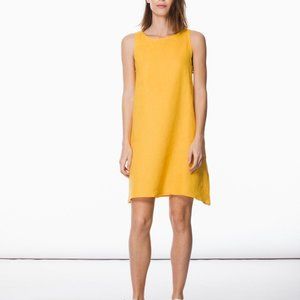 NEW! Blue Sheep Sleeveless Linen Yellow Dress